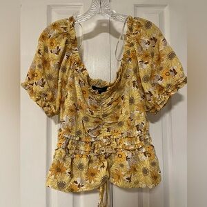 Forever 21 Yellow Floral Blouse